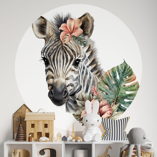 Vinilo Adhesivo Decorativo Redondo para niños - Infantiles - Cebra