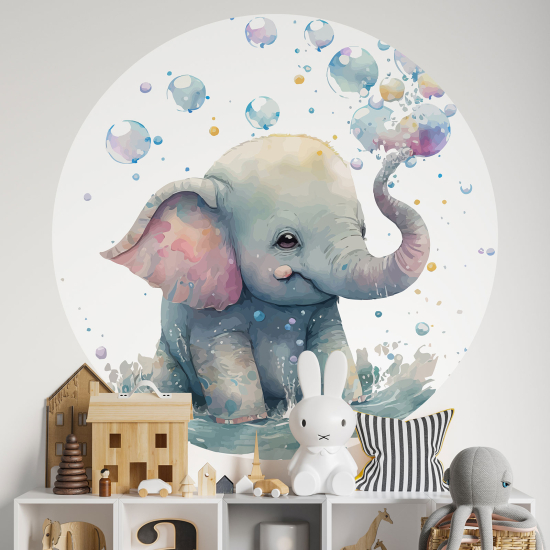Vinilo Adhesivo Decorativo Redondo para niños - Infantiles - Elefante
