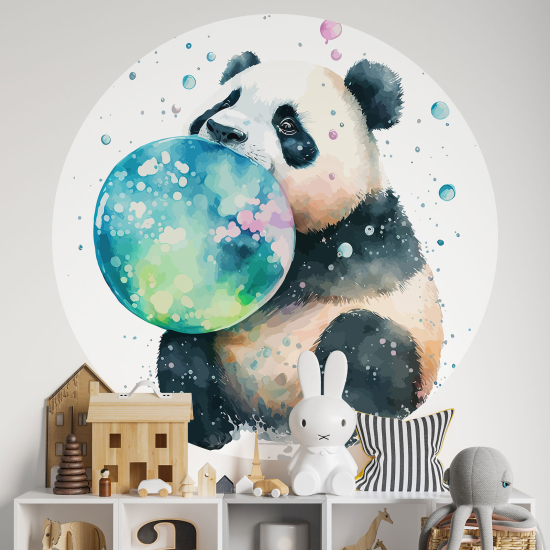 Vinilo Adhesivo Decorativo Redondo para niños - Infantiles - Panda burbuja