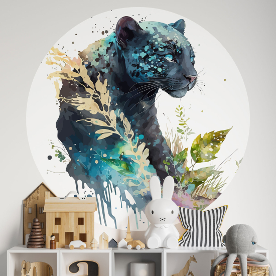 Vinilo Adhesivo Decorativo Redondo para niños - Infantiles - Pantera Negra