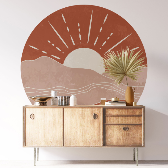 Vinilo Adhesivo Decorativo Redondo - Sol Boho