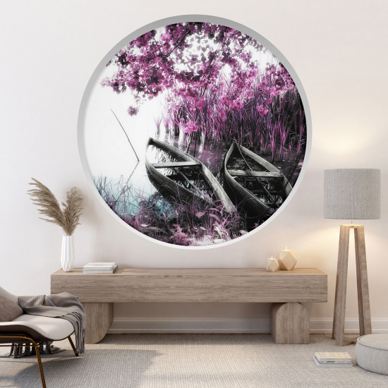 Vinilo Adhesivo Decorativo trampantojo 3D - Barcas en el lago
