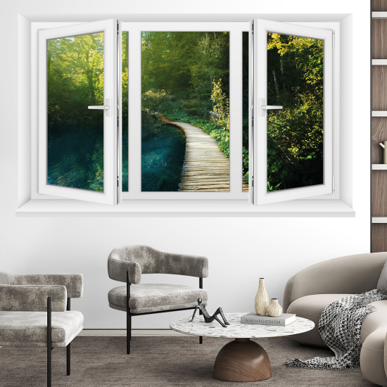 Vinilo Adhesivo Decorativo trampantojo 3D - Camino bosque