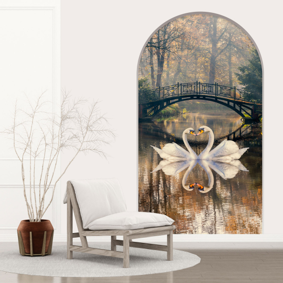Vinilo Adhesivo Decorativo trampantojo 3D - Cisnes