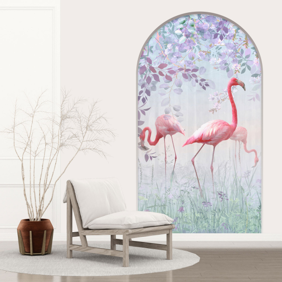 Vinilo Adhesivo Decorativo trampantojo 3D - Flamencos Rosados