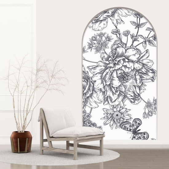 Vinilo Adhesivo Decorativo trampantojo 3D - Flores Mariposa