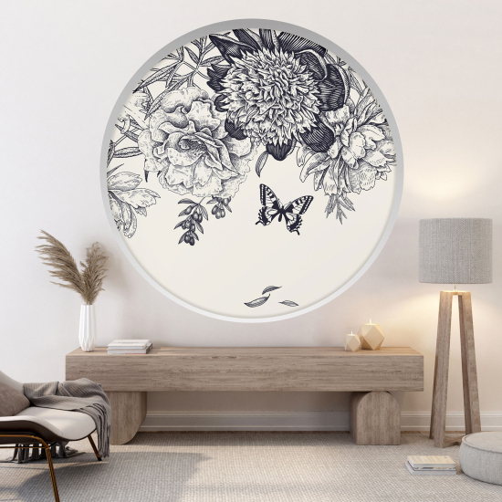 Vinilo Adhesivo Decorativo trampantojo 3D - Flores mariposa