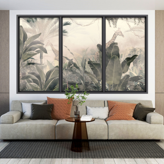 Vinilo Adhesivo Decorativo trampantojo 3D - Jirafas Jungla