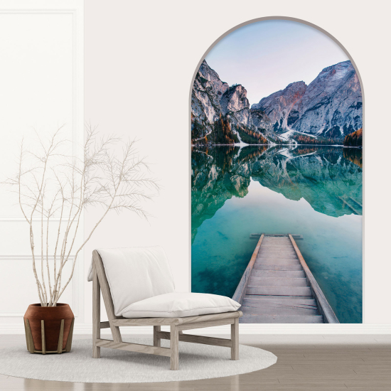 Vinilo Adhesivo Decorativo trampantojo 3D - Lago Montañas