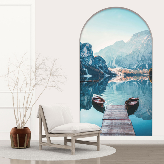 Vinilo Adhesivo Decorativo trampantojo 3D - Lago Montañas
