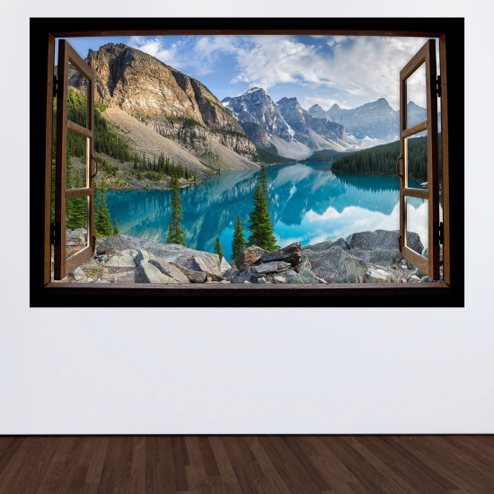 Vinilo Adhesivo Decorativo trampantojo 3D - Lago Montañas