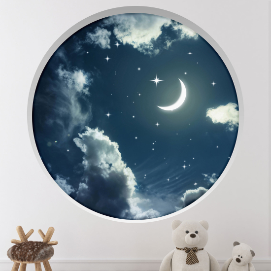Vinilo Adhesivo Decorativo trampantojo 3D - Luna cielo estrellado