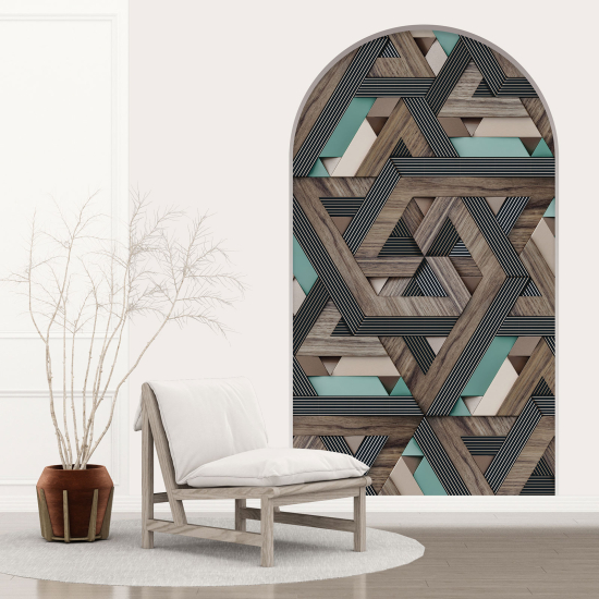 Vinilo Adhesivo Decorativo trampantojo 3D - Madera geométrica