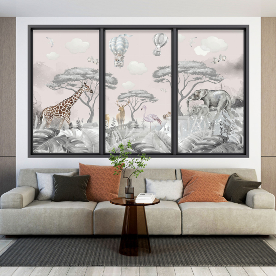 Vinilo Adhesivo Decorativo trampantojo 3D para niños - Infantil - Animales de la jungla
