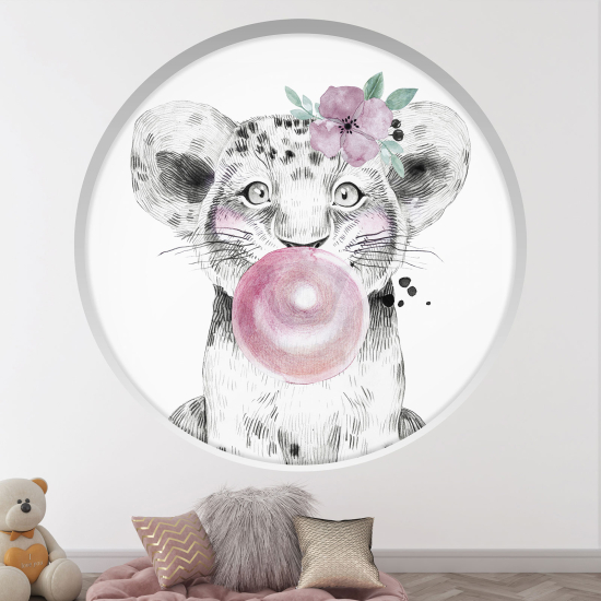 Vinilo Adhesivo Decorativo trampantojo 3D para niños - Infantil - Cachorro de león burbuja