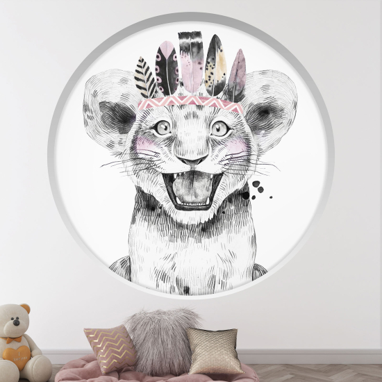 Vinilo Adhesivo Decorativo trampantojo 3D para niños - Infantil - Cachorro de león indio