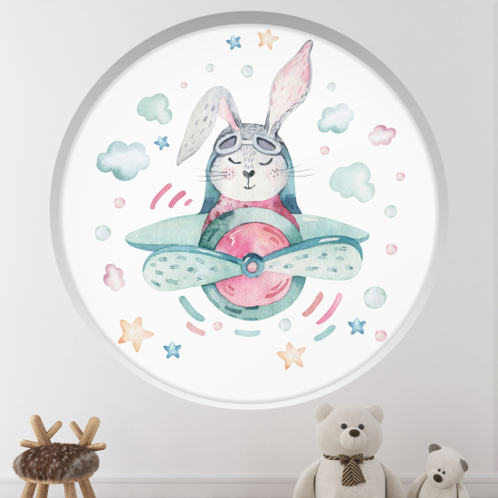 Vinilo Adhesivo Decorativo trampantojo 3D para niños - Infantil - Conejo aviador