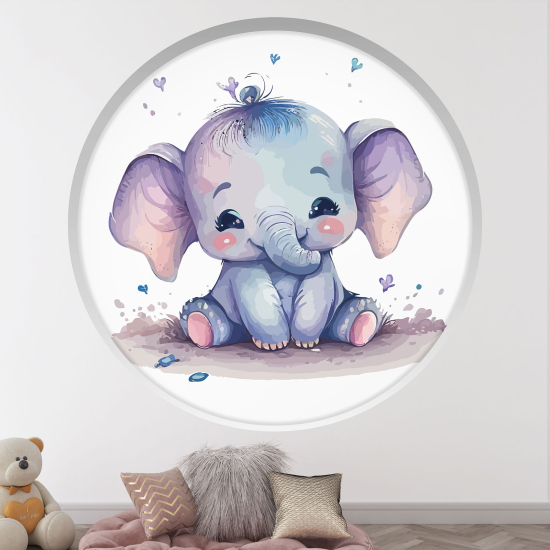 Vinilo Adhesivo Decorativo trampantojo 3D para niños - Infantil - Elefante