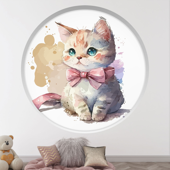 Vinilo Adhesivo Decorativo trampantojo 3D para niños - Infantil - Gatito
