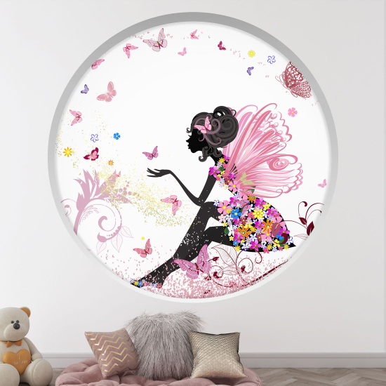 Vinilo Adhesivo Decorativo trampantojo 3D para niños - Infantil - Hada mariposas