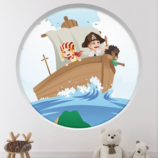 Vinilo Adhesivo Decorativo trampantojo 3D para niños - Infantil - piratas