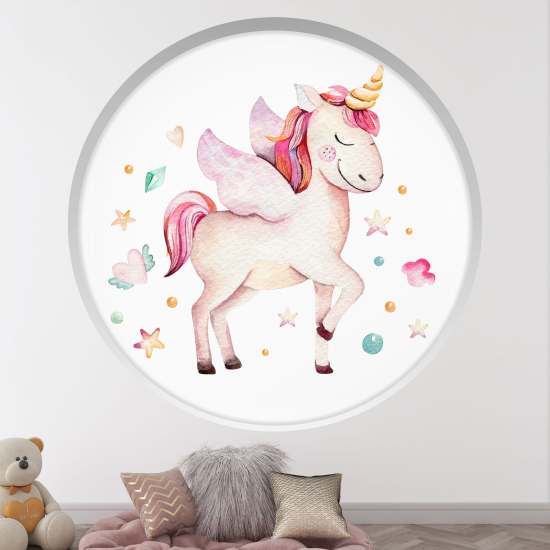 Vinilo Adhesivo Decorativo trampantojo 3D para niños - Infantil - Unicornio
