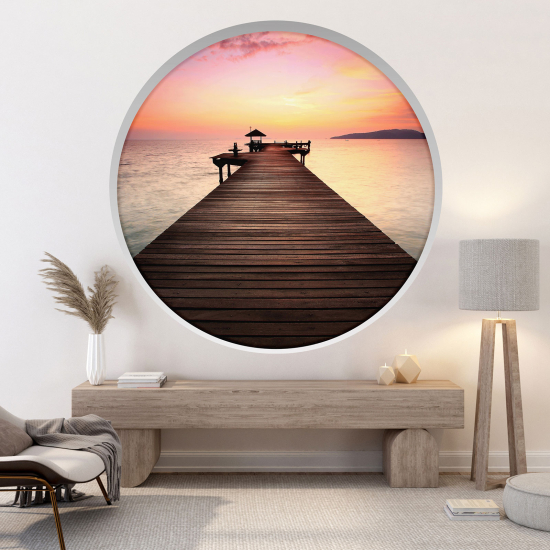 Vinilo Adhesivo Decorativo trampantojo 3D - Pontón atardecer