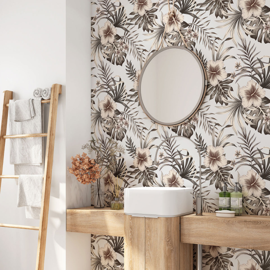 Vinilo Adhesivo para baño - Hojas Tropicales