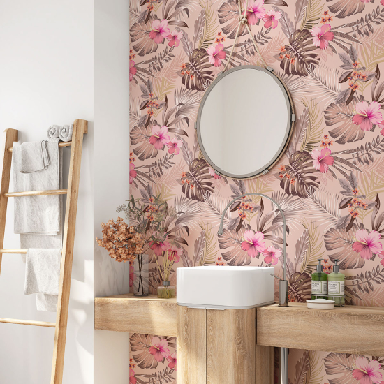 Vinilo Adhesivo para baño - Hojas Tropicales