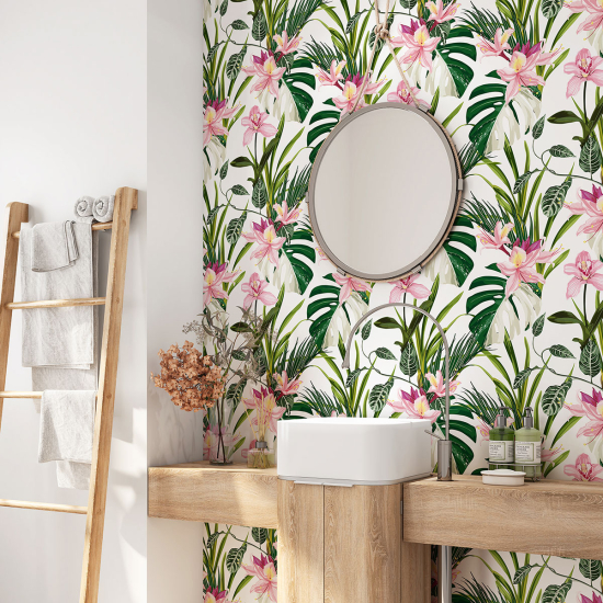 Vinilo Adhesivo para baño - Hojas Tropicales