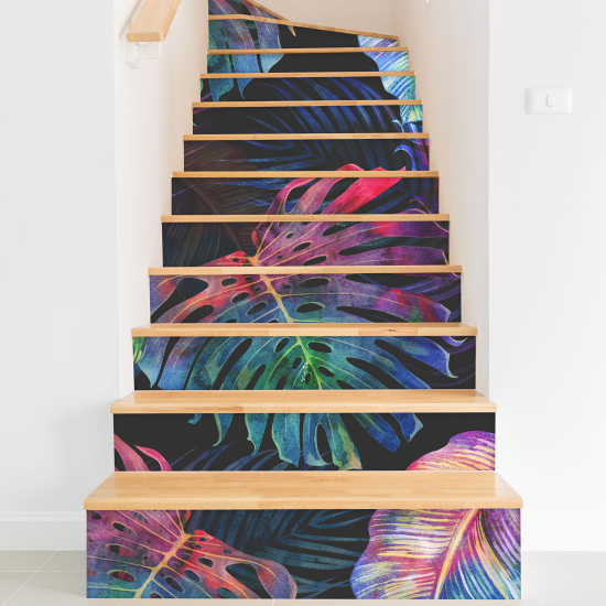 Vinilo Adhesivo para escaleras - Hojas coloreadas
