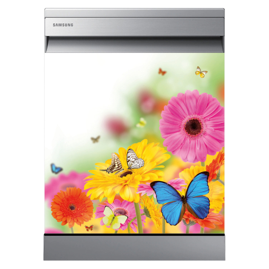 Vinilo Adhesivo para lavavajillas - Flores Mariposas