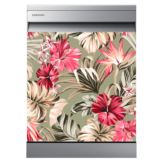 Vinilo Adhesivo para lavavajillas - Flores tropicales