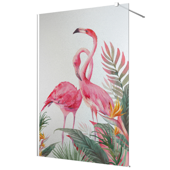 Vinilo Adhesivo para mampara de ducha esmerilado - Flamencos rosas
