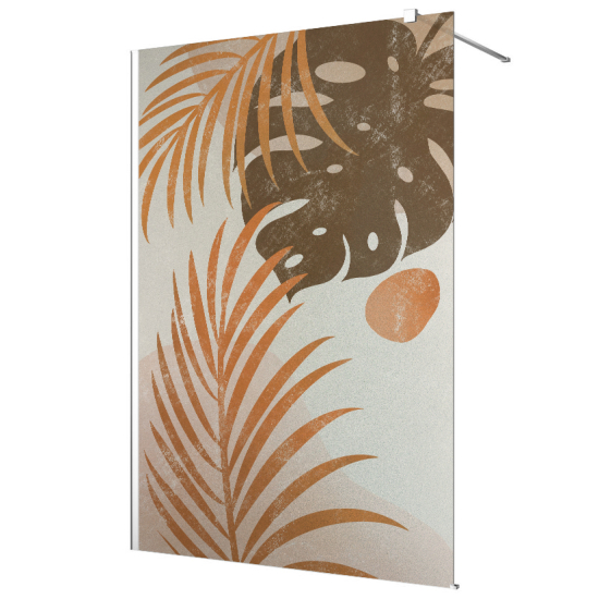 Vinilo Adhesivo para mampara de ducha esmerilado - Hojas Tropicales