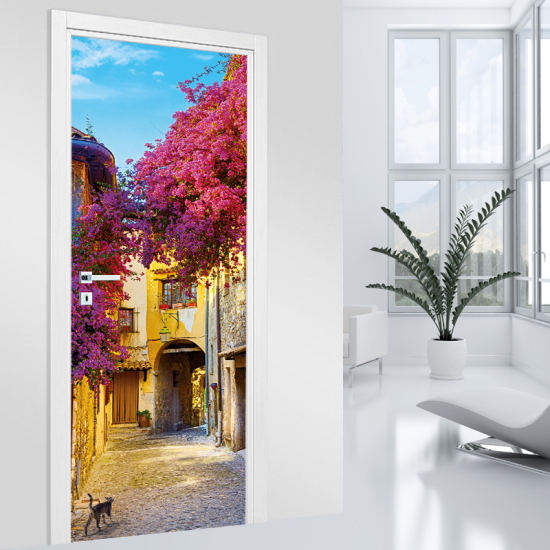 Vinilo Adhesivo para puerta - Callejón Florido