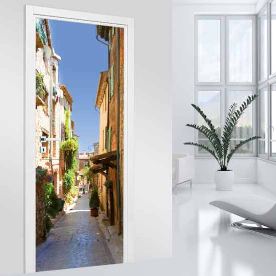Vinilo Adhesivo para puerta - Callejón Pueblo