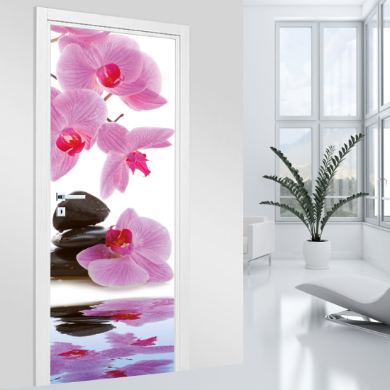 Vinilo Adhesivo para puerta - Orquídea guijarro