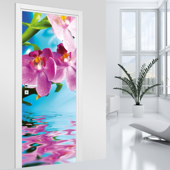 Vinilo Adhesivo para puerta - Orquídeas