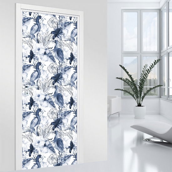 Vinilo Adhesivo para puerta - Pájaros flores