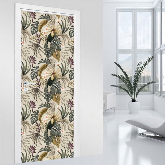 Vinilo Adhesivo para puerta - Pájaros hojas