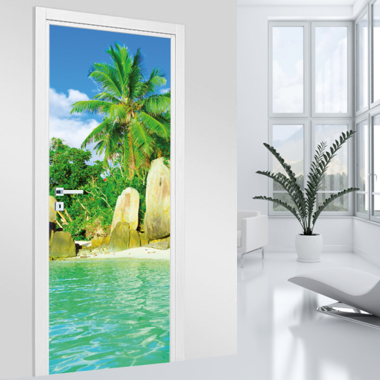 Vinilo Adhesivo para puerta - Playa Cocotero