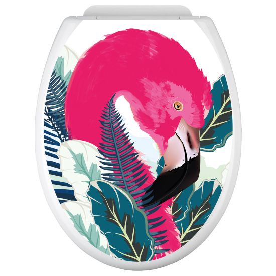 Vinilo Adhesivo para tapa WC - Flamenco rosa