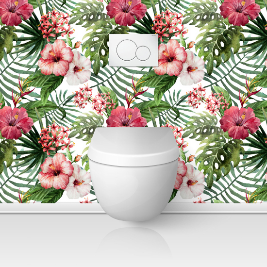 Vinilo Adhesivo para WC - Flores tropicales
