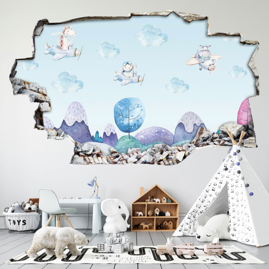 Vinilo Adhesivo trampantojo 3D - Animales Aviones