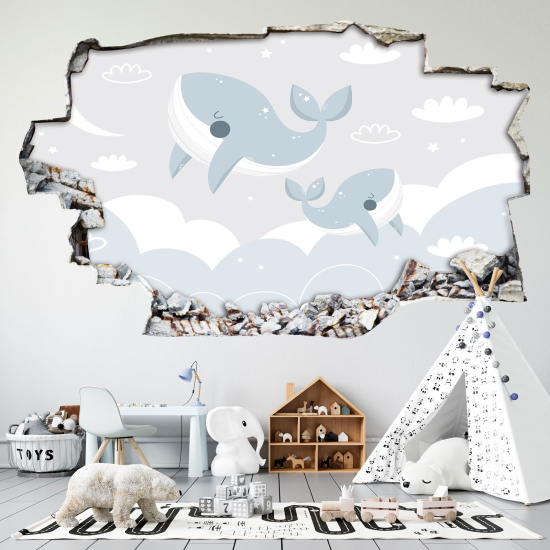 Vinilo Adhesivo trampantojo 3D - Ballena Nube