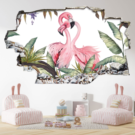 Vinilo Adhesivo trampantojo 3D - Flamencos Rosados