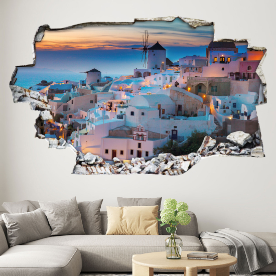 Vinilo Adhesivo trampantojo 3D - Isla de Santorini