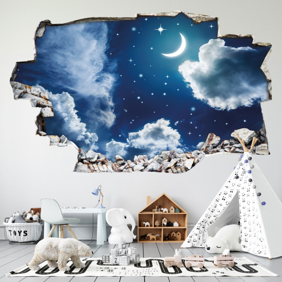 Vinilo Adhesivo trampantojo 3D - Luna estrellas
