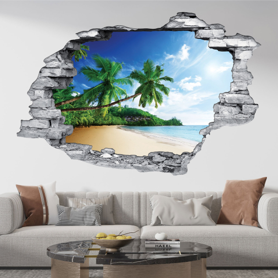 Vinilo Adhesivo trampantojo 3D - Playa Palmeras